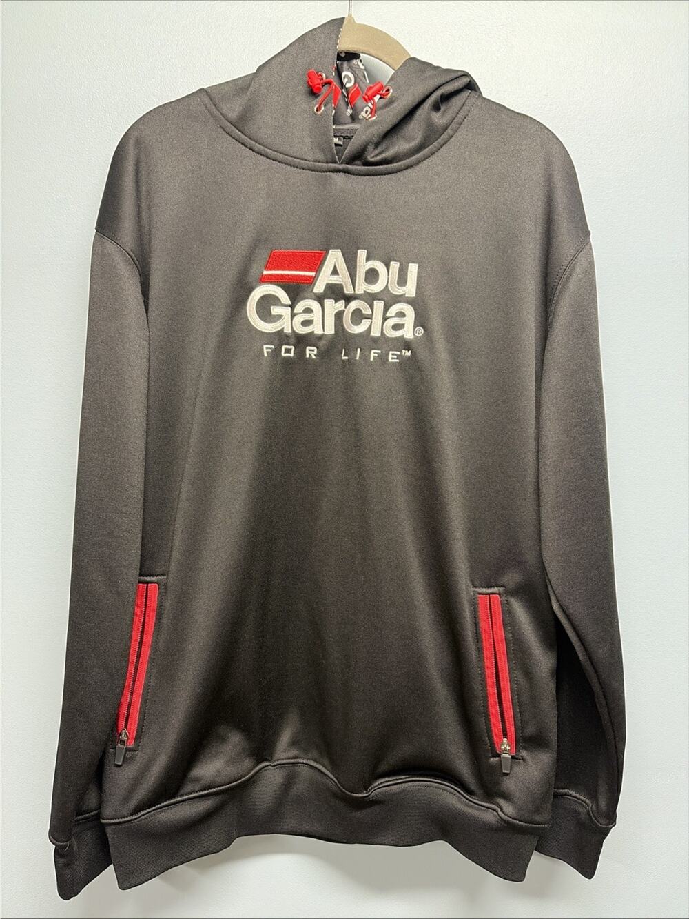 Men's NWOT Abu Garcia Hoodie Sweatshirt Embroidered Pullover Black - Sz Medium